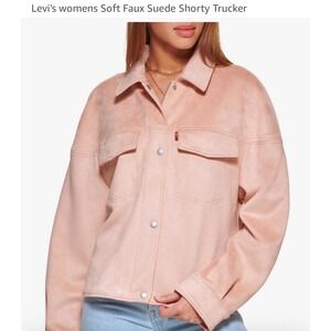 Levi's Womens Soft Faux Suede Trucker Jacket Rose‎ Pink Size Medium